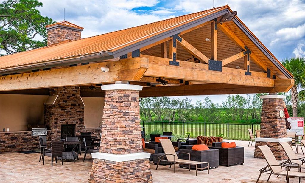 Outdoor Lounge with Fireplace